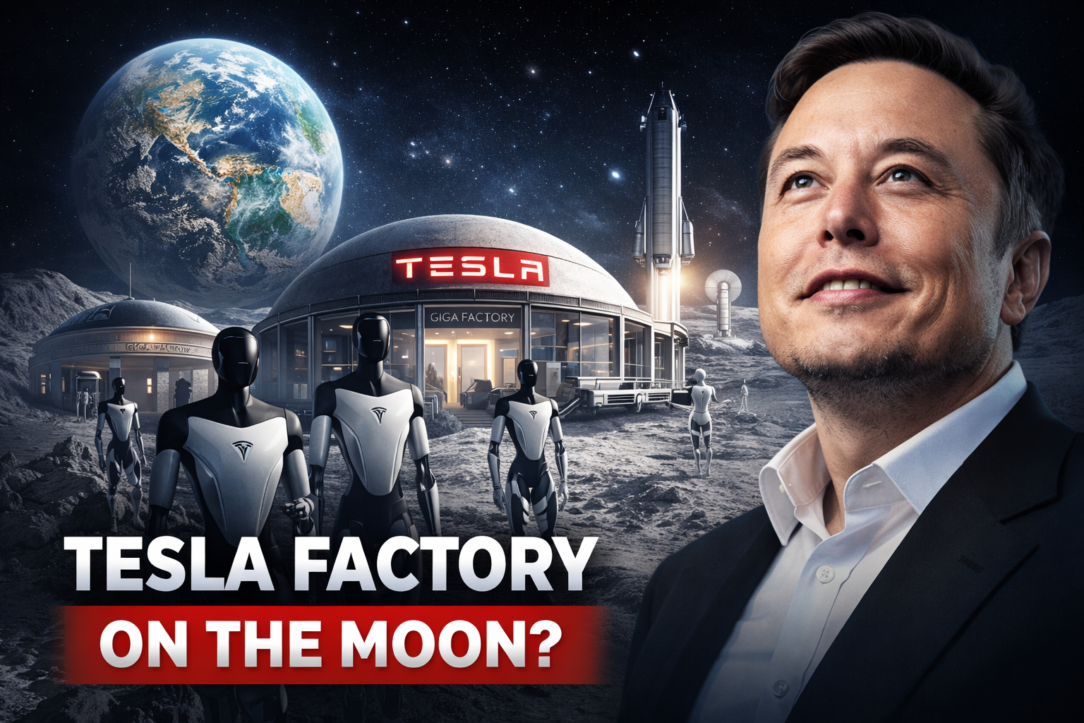 Elon Musk membayangkan Tesla membangun pabrik di Bulan