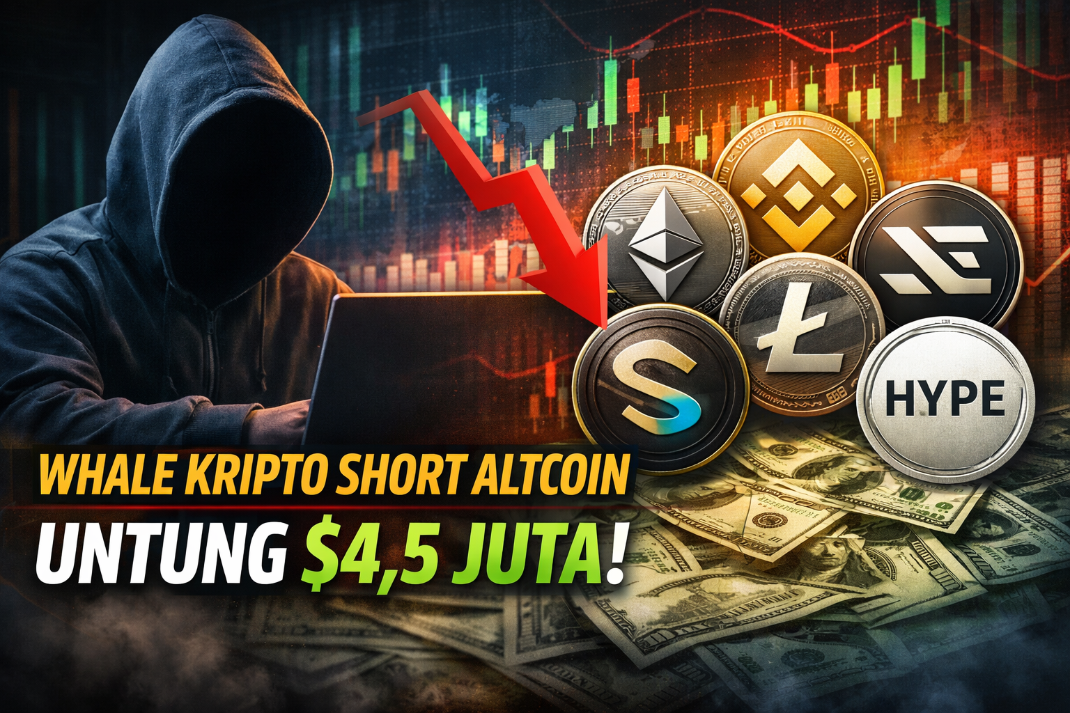 Whale Kripto Raup $4,5 Juta dari Short 6 Altcoin dengan Leverage Tinggi